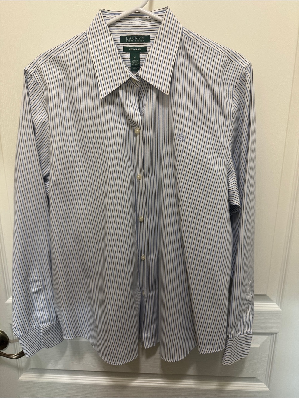Lauren Ralph Lauren White Shirt with Blue Stripes